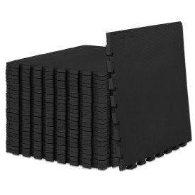 Exercise Puzzle Mat 3/4-in, Black, 96 Sq Ft - 24 Tiles
