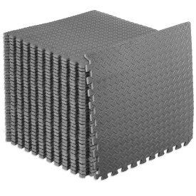 Exercise Puzzle Mat 1/2-in, Grey, 144 Sq Ft - 36 Tiles