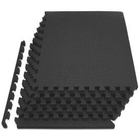 Exercise Puzzle Mat 1-in, Black, 24 Sq Ft - 6 Tiles