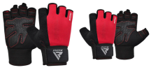 GYM WEIGHT LIFTING GLOVES W1 HALF RED